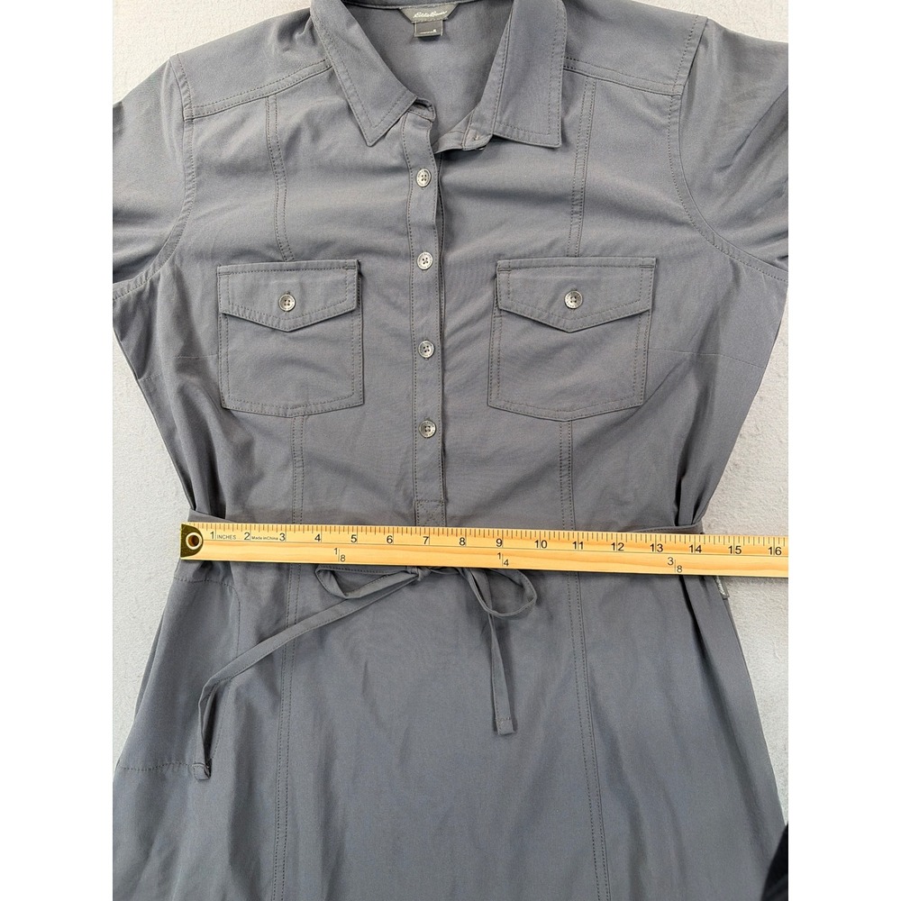 Eddie Bauer Travex Gray Shirt Dress Womens Small Long Sleeve Roll Tab Hiking - Picture 9 of 11
